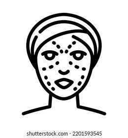 Facial aesthetics outline icon. Cosmetic surgery on face with dotted lines. For plastic surgery clinic, medical and beauty publications. Vector Illustration.