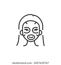 Facial beauty mask icon. Simple icon representing a woman enjoying a skincare treatment, perfect for wellness apps, spa websites, and beauty products. Vector illustration