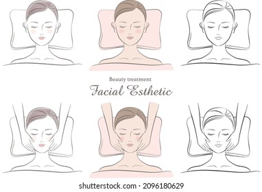 Facial beauty treatment salon illustration set