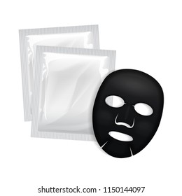 Facial Black Mask. Cosmetics Package . Vector package design for face mask for your design