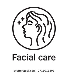 Icono de cuidado facial. Símbolo de línea de Vector para un Sitio web, tarjeta de producto, presentación y App móvil, embalaje o instrucción. Signo de esquema editable