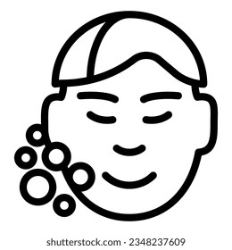 Facial care line icon. Man with clear skin vector illustration isolated on white. Face with bubbles outline style designed for and app. Eps 10.