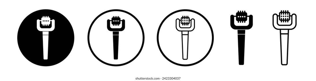 Icono de línea de la herramienta de cuidado facial. Icono de Roller de piel en color blanco y negro.