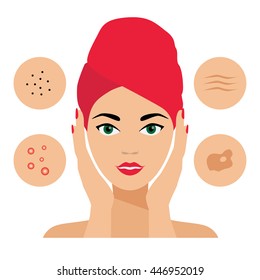 Cuidados Faciais e Tratamento. Defeitos e Problemas da Pele. Acne, Dermatite, Rugas, Manchas Escuras.