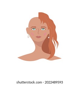 Facial care for women. Daily skin care. Young woman applying clay facial mask on her face. Spa treatment. Vector illustration