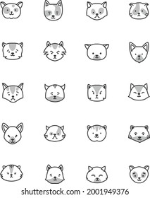 Facial cat expressions, illustration, vector on a white background.