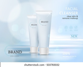 facial cleaner blank package model, 3d illustration for ads or magazine