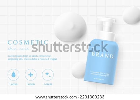 Facial cleanser on bathroom background with foam.