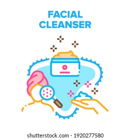 Facial Cleanser Vector Icon Concept. Facial Cleanser Cream Package, Face Skin Care And Cleansing Natural Cosmetic. Beauty Treatment And Skincare, Purifying Product Color Illustration