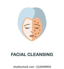 Facial Cleansing flat icon. Colored element sign from beauty salon collection. Flat Facial Cleansing icon sign for web design, infographics and more.
