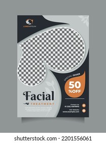 Facial clinic center Template flyer and brochure with a4 size. Beautiful vector poster and banner design to promote cosmetics sale, beauty sale, Healthy Skin Clinic, medical spa, natural product, etc