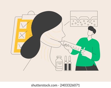 Ilustración de vector de concepto abstracto de contorneado facial. Escultura facial, procedimiento estético estético estético, contorsión de cara médica, corrector adelgazante, cirugía plástica metáfora abstracta.