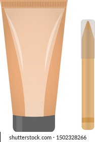 Facial cosmetics - foundation, pencil corrector for the eyes.