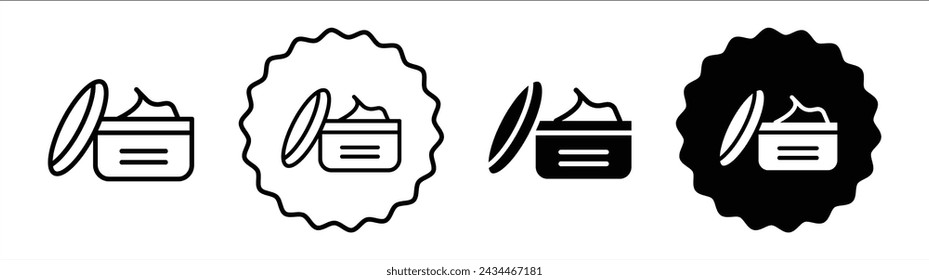 Facial cream set in black and white color. Facial cream simple flat icon vector