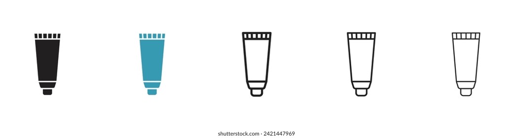 Facial Cream Tube Vector Icon Set. Skincare Lotion Packaging Vector Symbol for UI Design.