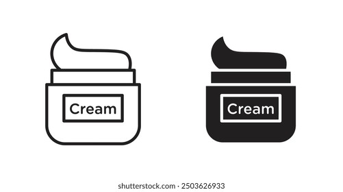 Facial cream vector icon in solid and outline style