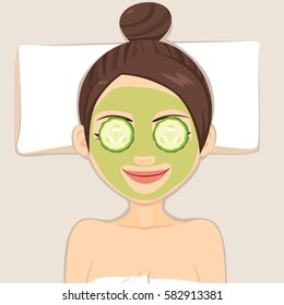 Facial cucumber mask for woman beauty face skin treatment