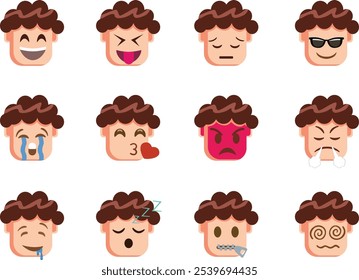 facial emoticon images, with a variety of facial expressions that are funny, cute, charming