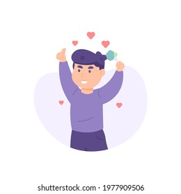 facial expression of a boy who likes vegetables or broccoli. vegetarians, like green vegetables, healthy children. someone who is happy. flat style. vector illustration design