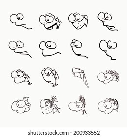 facial expression comic cartoon style. Vector. Illustration.