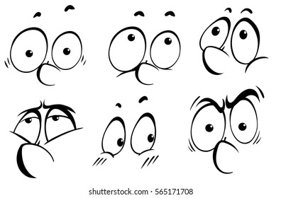 Facial expression doodle in black outline illustration