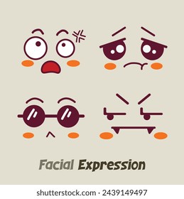 Facial Expression Emoji Vector Illustration. Good for Comics and Stickers