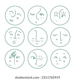 Vector De Iconos De Expresión Facial Y Emoción
