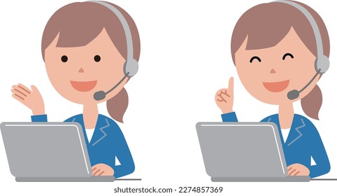 Facial expression of a female operator in a call center