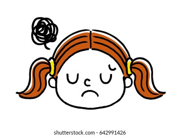 Facial expression of a girl: disappointed, worrying
