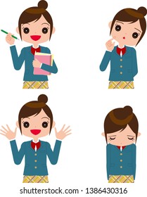 Facial expression of girl in uniform