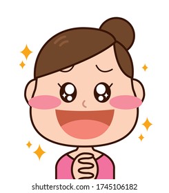 

Facial expression of a happy upper body woman