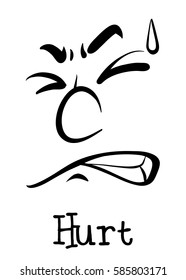 Facial expression for hurt illustration