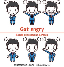 Facial expression illustration of a man in  a suit