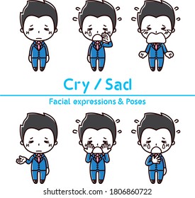 Facial expression illustration of a man in  a suit
