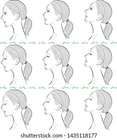 Facial expression illustration of a profile of a woman