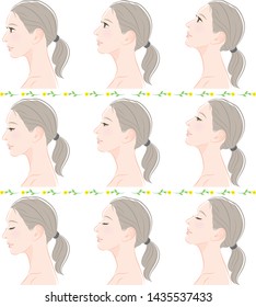 Facial expression illustration of a profile of a woman