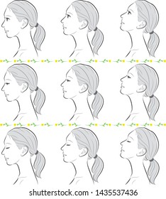 Facial expression illustration of a profile of a woman
