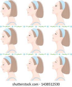 Facial expression illustration of a profile of a woman