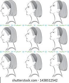 Facial expression illustration of a profile of a woman