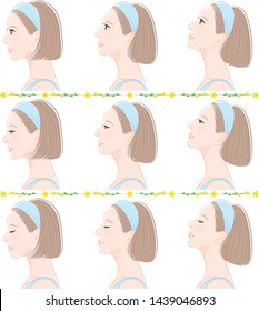 Facial expression illustration of a profile of a woman