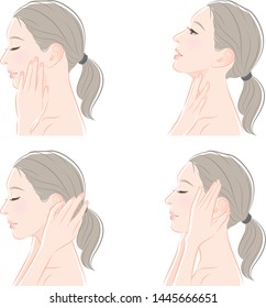 Facial expression illustration of a profile of a woman