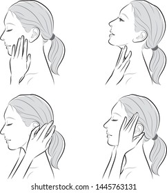 Facial expression illustration of a profile of a woman