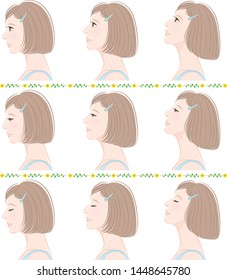 Facial expression illustration of a profile of a woman