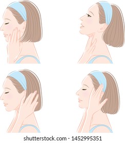Facial expression illustration of a profile of a woman