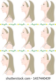 Facial expression illustration of a profile of a woman