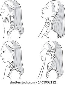 Facial expression illustration of a profile of a woman