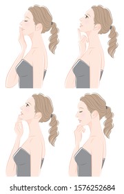 Facial expression illustration of a profile of a woman