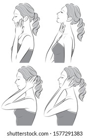 Facial expression illustration of a profile of a woman