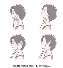 Facial expression illustration of a profile of a woman