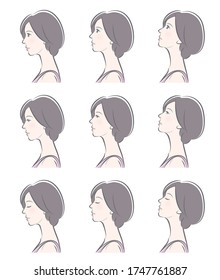 Facial expression illustration of a profile of a woman